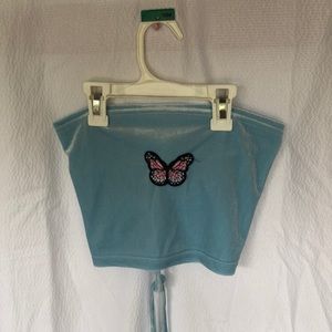 Girls velvet back tie tube top